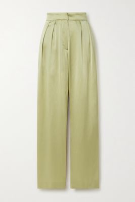 Roksanda - Ines Silk-satin Wide-leg Pants - Green