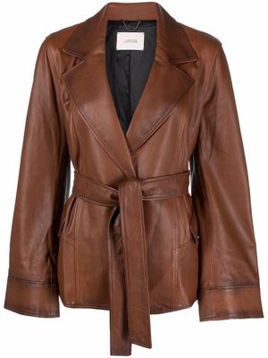 Dorothee Schumacher belted leather jacket - Brown
