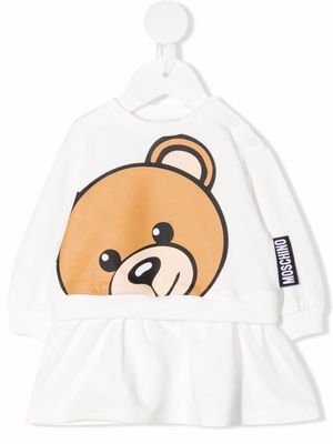 Moschino Kids teddy bear sweatshirt dress - White
