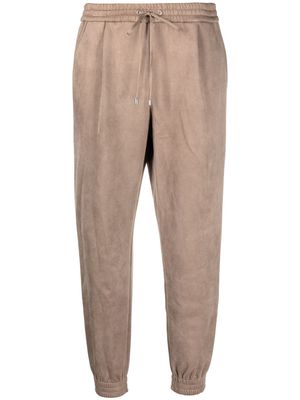 DKNY suede-finish cropped joggers - Brown