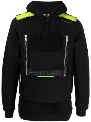 Sankuanz layered reflective-detail hoodie - Black