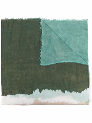 Faliero Sarti tie-dye frayed scarf - Green