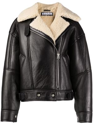 Acne Studios calf leather and shearling flight jacket - Brown