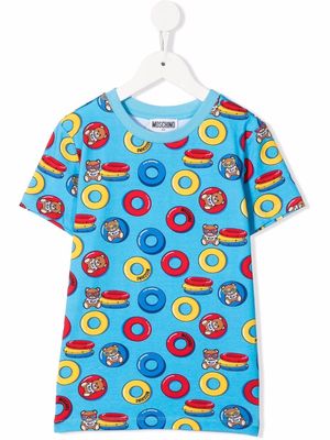 Moschino Kids all-over Toy-Bear print T-shirt - Blue