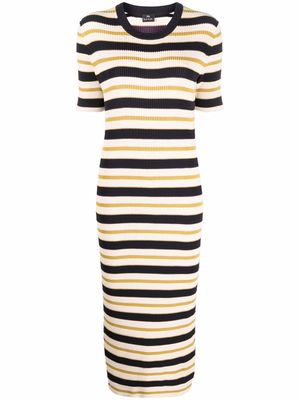 PS Paul Smith ribbed knit striped dress - Neutrals