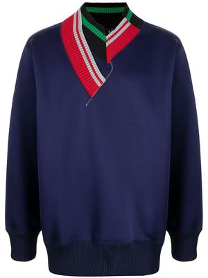 Kolor contrasting-collar jumper - Blue