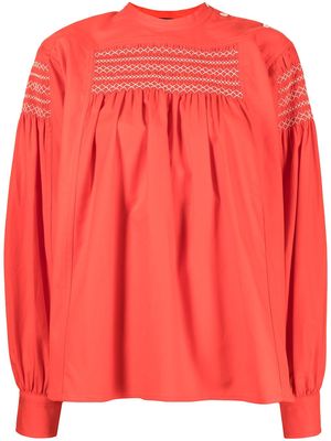 Sofie D'hoore smocked flannel shirt - Orange