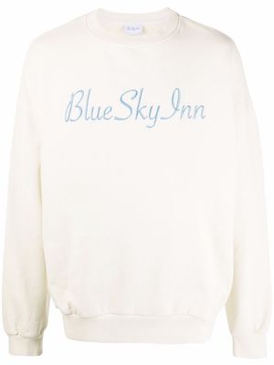 BLUE SKY INN logo-embroidered cotton sweatshirt - Neutrals
