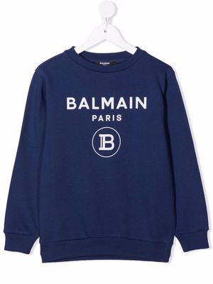 Balmain Kids logo-print sweatshirt - Blue