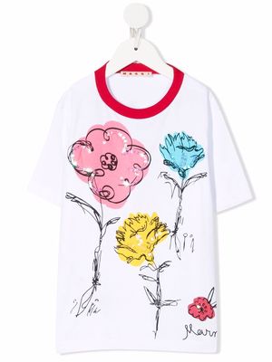 Marni Kids logo-print crew-neck T-shirt - White