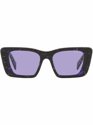 Prada Eyewear marble-effect rectangle frame sunglasses - Black