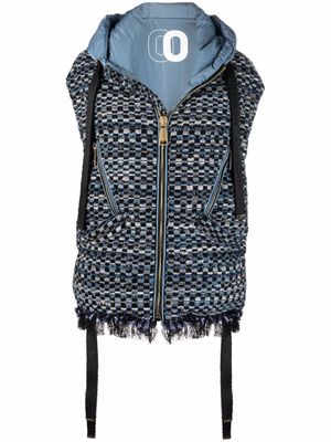 Khrisjoy knitted-panel hooded gilet - Blue
