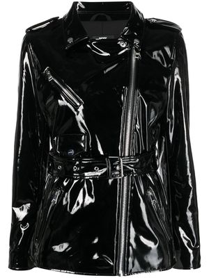 DKNY glossy-finish biker jacket - Black