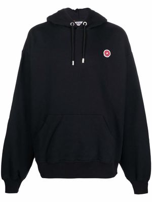 Gcds logo-patch cotton hoodie - Black