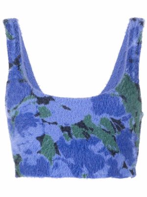 ROTATE floral cropped knit top - Blue