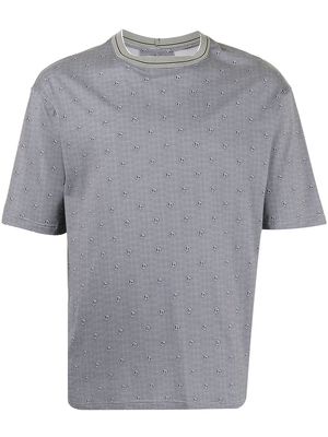 Giorgio Armani monogram knit-collar T-shirt - Blue