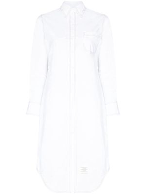 Thom Browne contrast stitching mini shirt dress - White