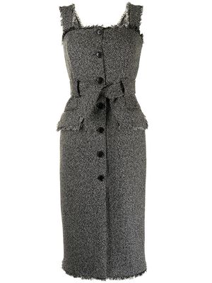 Kiton belted tweed dress - Black