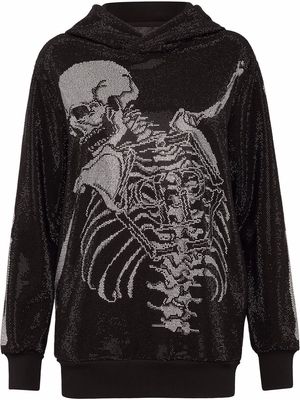 Philipp Plein rhinestone-embellished skeleton hoodie - Black