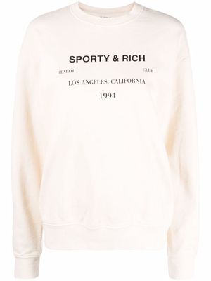 Sporty & Rich logo-print cotton sweatshirt - Neutrals