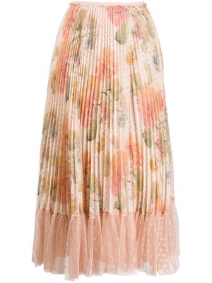 RED Valentino micro-pleated floral skirt - Neutrals