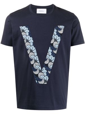 Ports V monogram-print cotton T-shirt - Blue