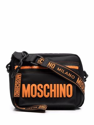 Moschino logo zipped shoulder bag - Black