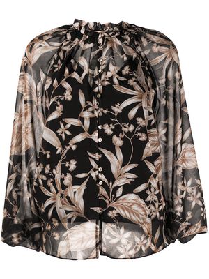 Keepsake The Label floral-print long-sleeved blouse - Black