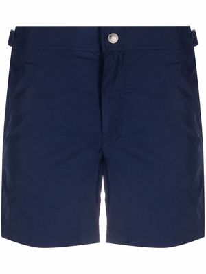 Alexander McQueen slim-cut logo-tape swim shorts - Blue