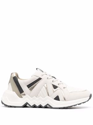 Maje panelled lace-up sneakers - White