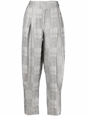 Giorgio Armani check-print tapered trousers - Grey