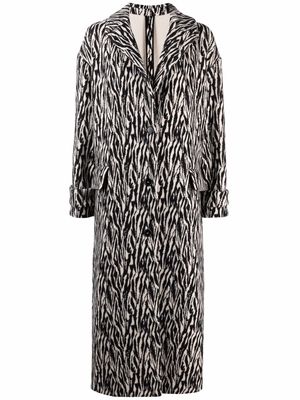 MSGM zebra-print single-breasted coat - Black