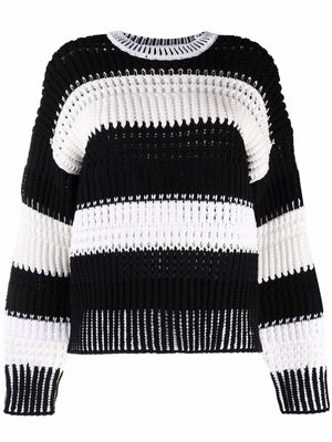 3.1 Phillip Lim stripe-pattern crew-neck jumper - Black