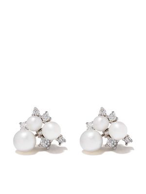 Yoko London 18kt white gold diamond pearl Trend stud earrings - Silver