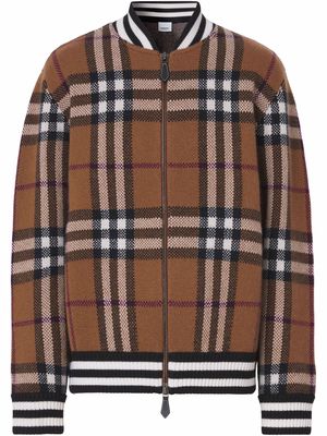 Burberry check-print cashmere bomber jacket - Brown