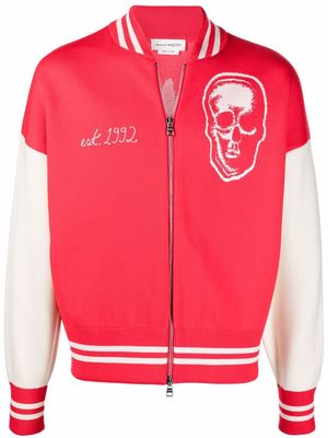 Alexander McQueen skull-print bomber jacket - Red