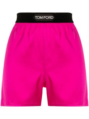 TOM FORD logo-waistband silk shorts - Pink