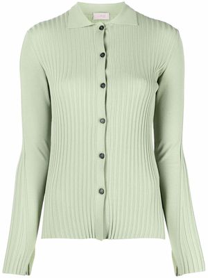 MRZ ribbed knit polo knitted top - Green