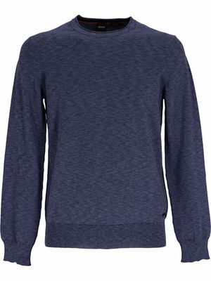 BOSS mélange-effect cotton sweater - Blue