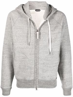 TOM FORD mélange-effect zip-up hoodie - Grey