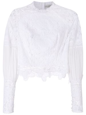 Martha Medeiros Lara lace mix blouse - White