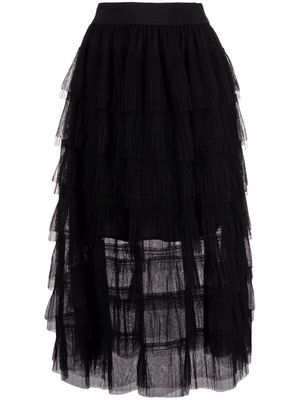 Maje layered tulle midi skirt - Black
