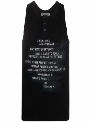Yohji Yamamoto slogan print tank top - Black