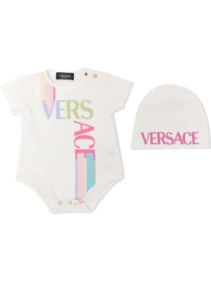 Versace Kids rainbow logo-print bodysuit set - White