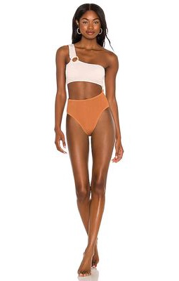 Cleonie Shell One Piece in Brown.