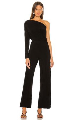 Norma Kamali Tie Front All In One Strapless Jumpsuit in Black
