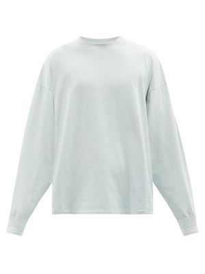 Kuro - Washed Cotton-jersey Long-sleeved T-shirt - Mens - Blue