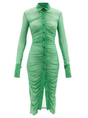 Richard Quinn - Gathered Mesh Dress - Womens - Green