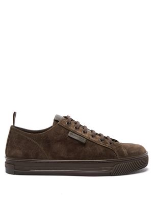 Gianvito Rossi - Logo-tab Suede Trainers - Mens - Olive Green