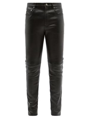 Saint Laurent - Slim-leg Leather Trousers - Mens - Black